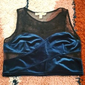 Urban Outfitters Staring at Stars Size Medium Forest Green Velvet Crop Tank